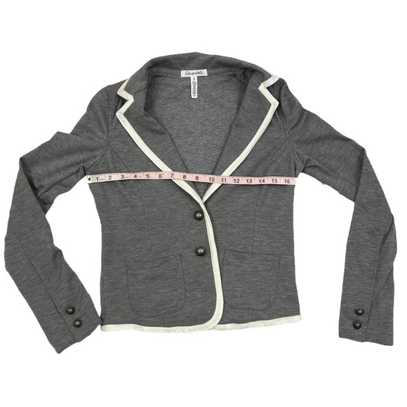 AEROPOSTALE Knit Blazer Jacket Womens Small P Gray White Long Sleeve Pockets - Picture 4 of 15